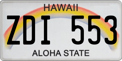 HI license plate ZDI553