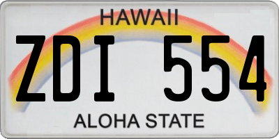 HI license plate ZDI554