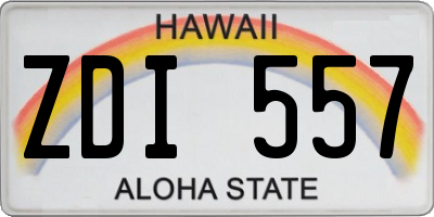 HI license plate ZDI557