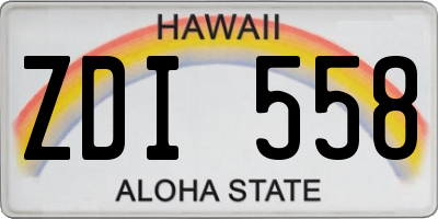 HI license plate ZDI558
