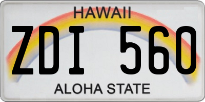 HI license plate ZDI560