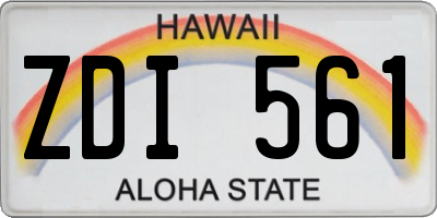 HI license plate ZDI561