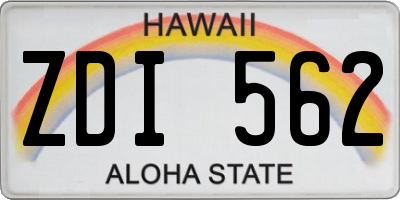 HI license plate ZDI562
