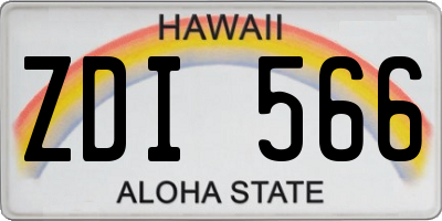 HI license plate ZDI566