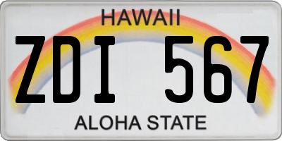 HI license plate ZDI567