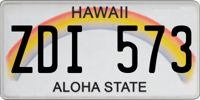 HI license plate ZDI573
