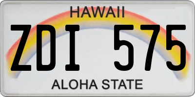 HI license plate ZDI575