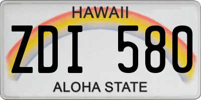 HI license plate ZDI580