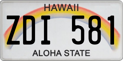 HI license plate ZDI581