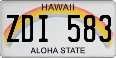 HI license plate ZDI583