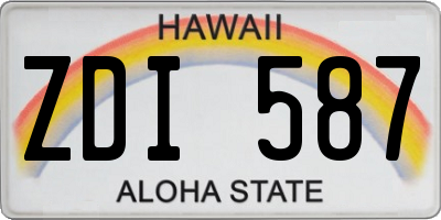 HI license plate ZDI587