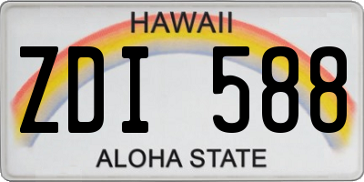 HI license plate ZDI588