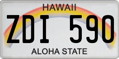 HI license plate ZDI590
