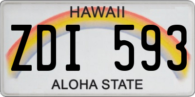 HI license plate ZDI593