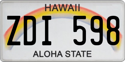 HI license plate ZDI598