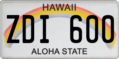 HI license plate ZDI600