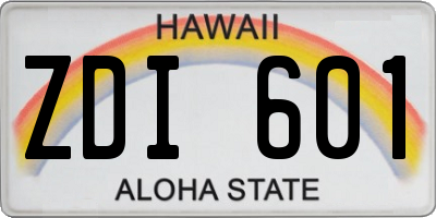 HI license plate ZDI601