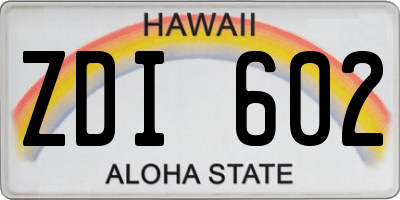 HI license plate ZDI602