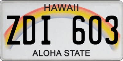 HI license plate ZDI603