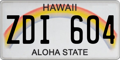 HI license plate ZDI604