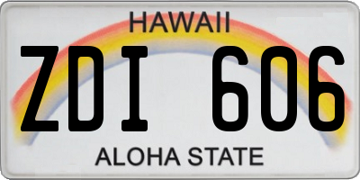HI license plate ZDI606