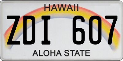 HI license plate ZDI607