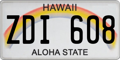 HI license plate ZDI608