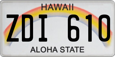 HI license plate ZDI610