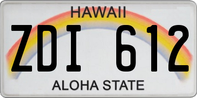 HI license plate ZDI612
