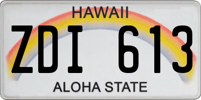 HI license plate ZDI613