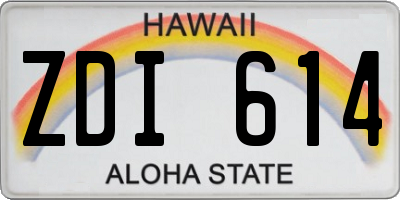 HI license plate ZDI614