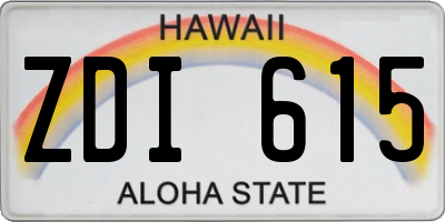 HI license plate ZDI615