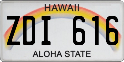 HI license plate ZDI616