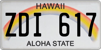 HI license plate ZDI617