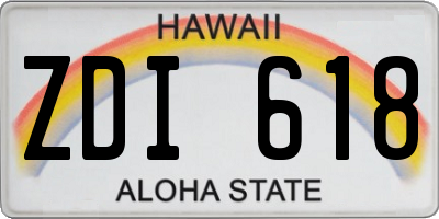 HI license plate ZDI618