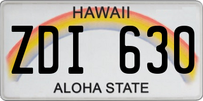 HI license plate ZDI630