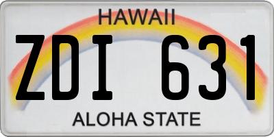 HI license plate ZDI631