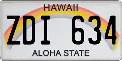HI license plate ZDI634