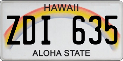 HI license plate ZDI635