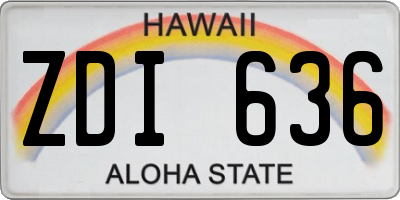 HI license plate ZDI636