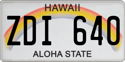HI license plate ZDI640