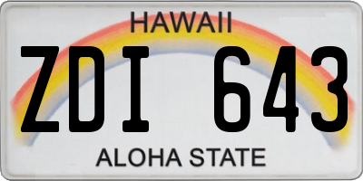 HI license plate ZDI643