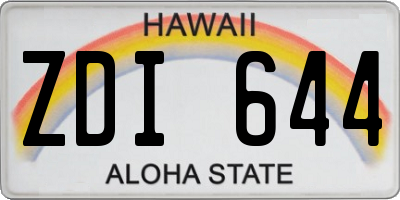 HI license plate ZDI644