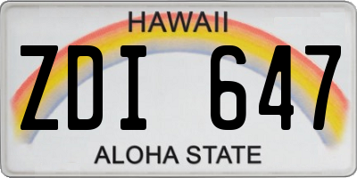 HI license plate ZDI647