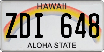 HI license plate ZDI648