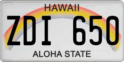 HI license plate ZDI650