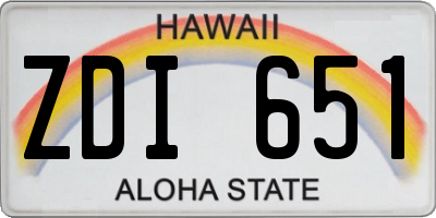 HI license plate ZDI651