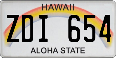 HI license plate ZDI654