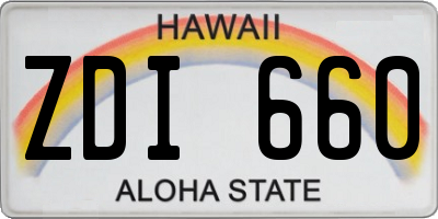 HI license plate ZDI660