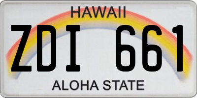 HI license plate ZDI661